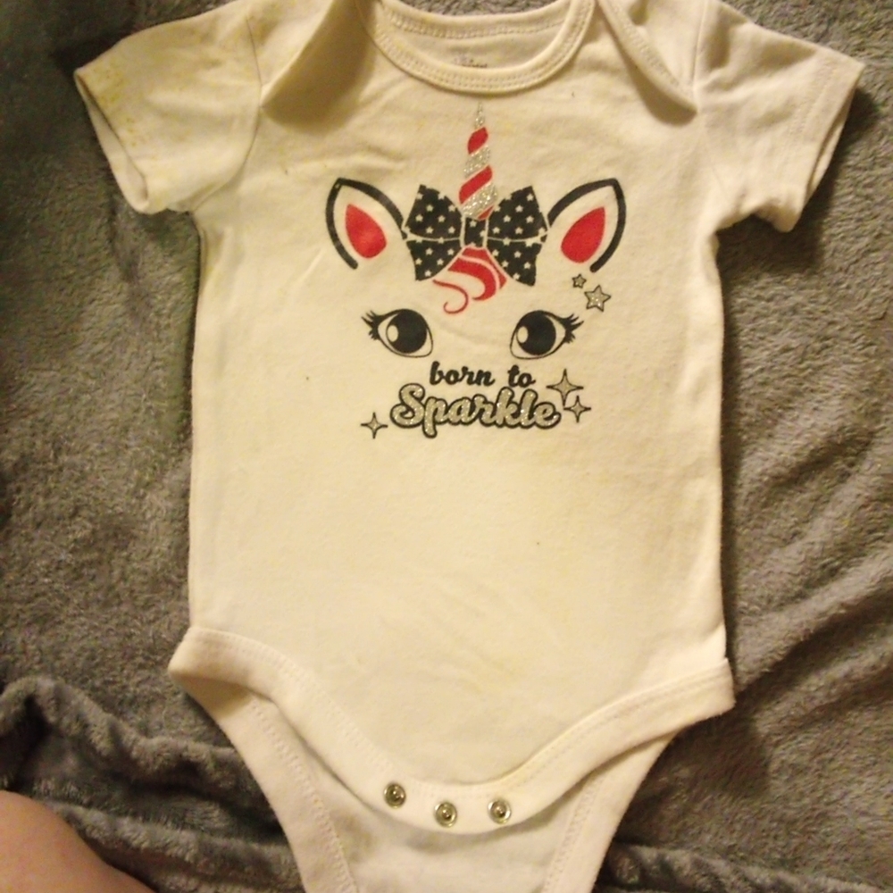 3-6 months Baby Girl Patriotic Onesie